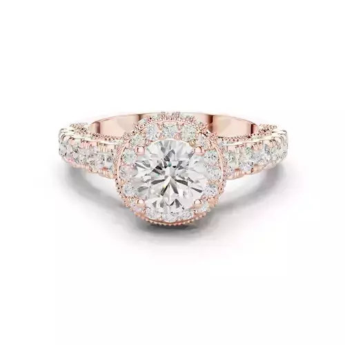 Round Diamond Hidden Halo Engagement Ring 3DM STL Video