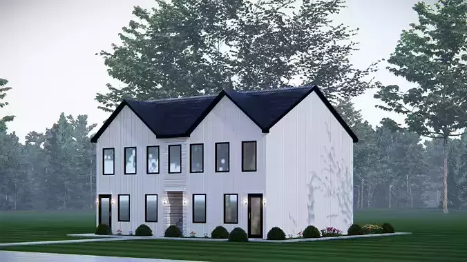 Contemporary Duplex Residential Building Architectural 3D model