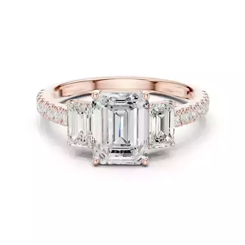 Emerald Cut Diamond Three Stone Engagement Ring 3DM STL Video 3D print model