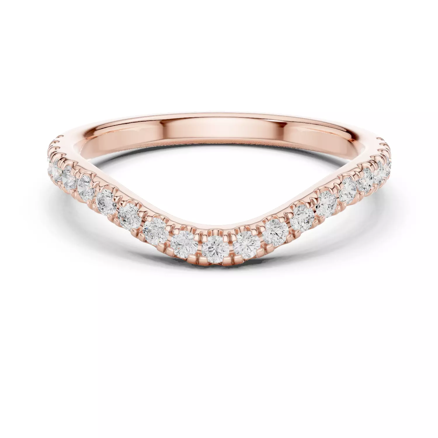 Round Diamond Curve Matching Wedding Band 3DM STL Video 3D print model_0