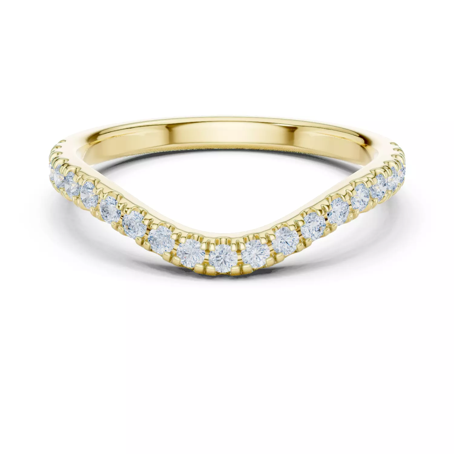 Round Diamond Curve Matching Wedding Band 3DM STL Video 3D print model_1