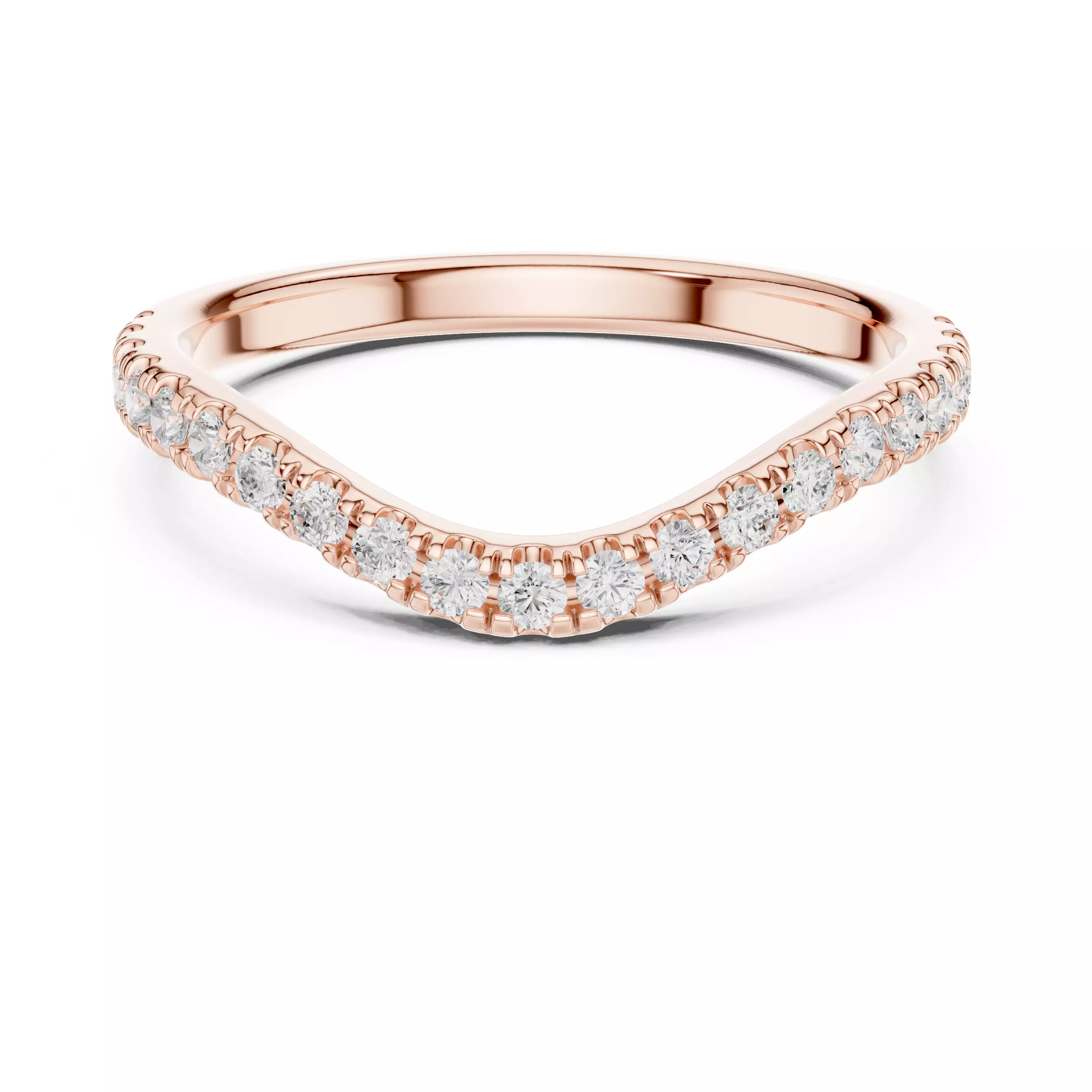 Round Diamond Curve Matching Wedding Band 3DM STL Video 3D print model_6