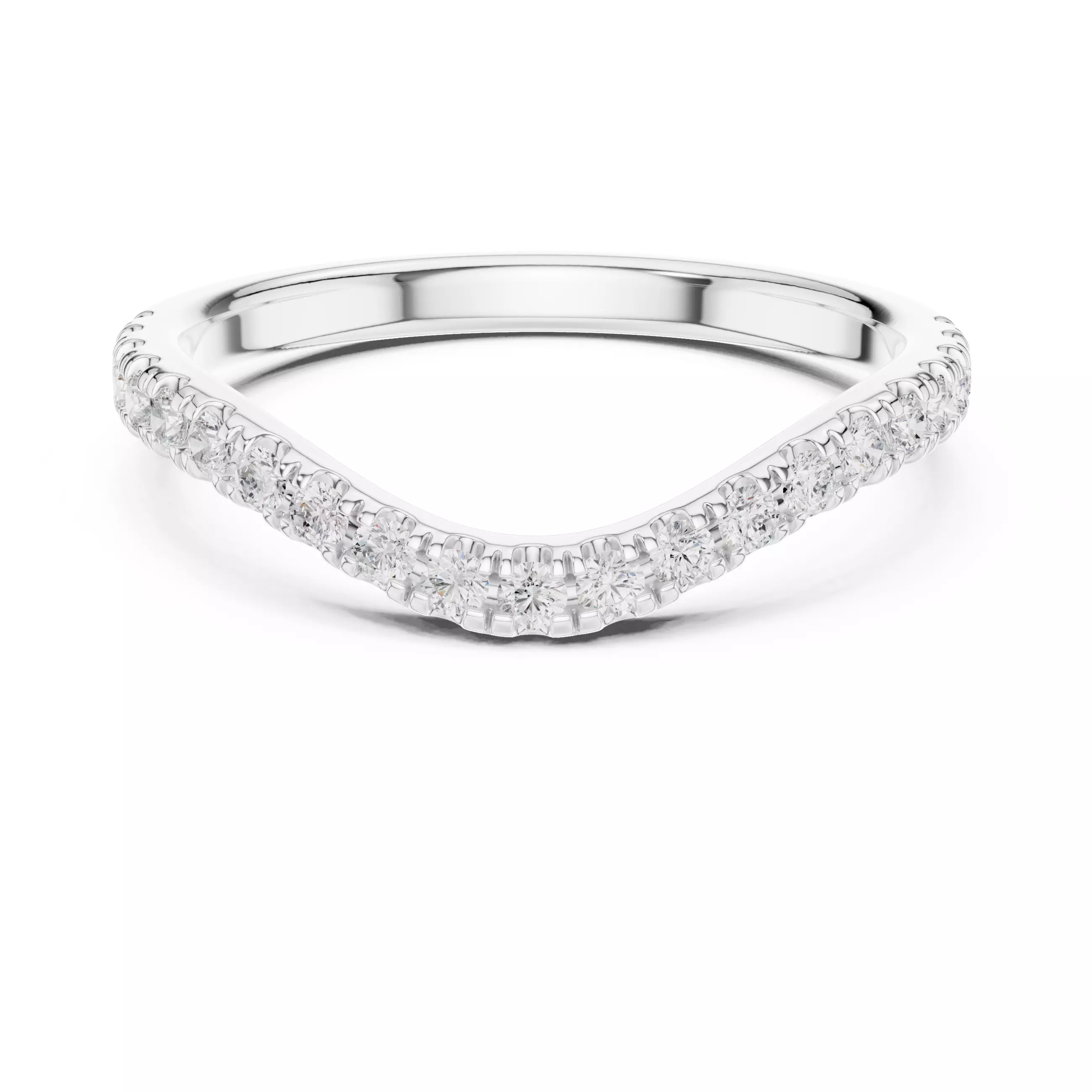 Round Diamond Curve Matching Wedding Band 3DM STL Video 3D print model_14