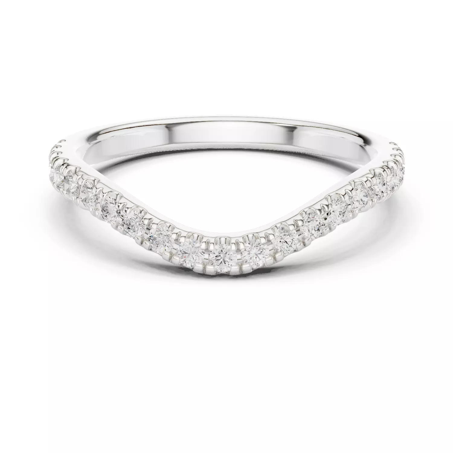 Round Diamond Curve Matching Wedding Band 3DM STL Video 3D print model_2