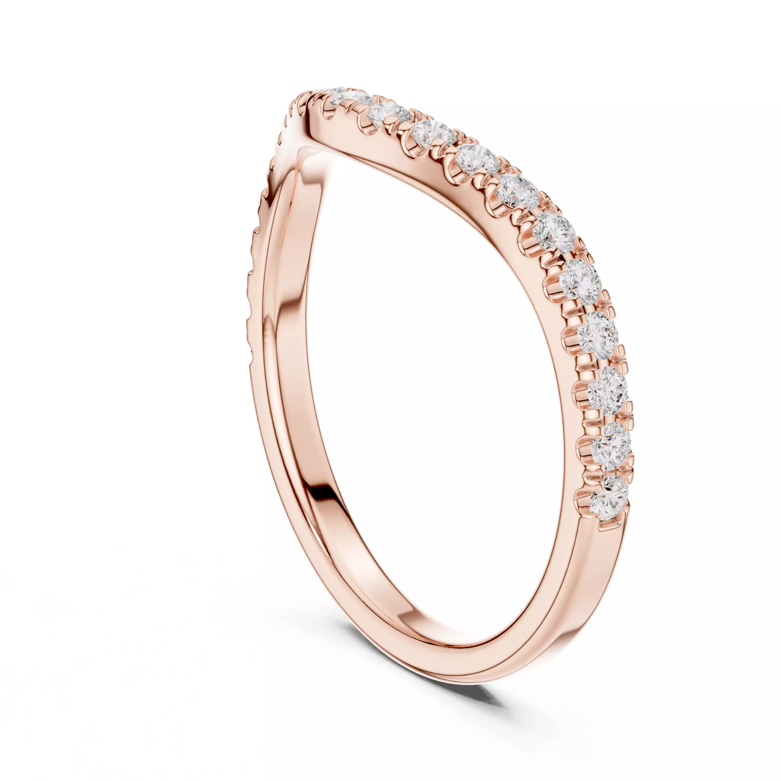 Round Diamond Curve Matching Wedding Band 3DM STL Video 3D print model_3