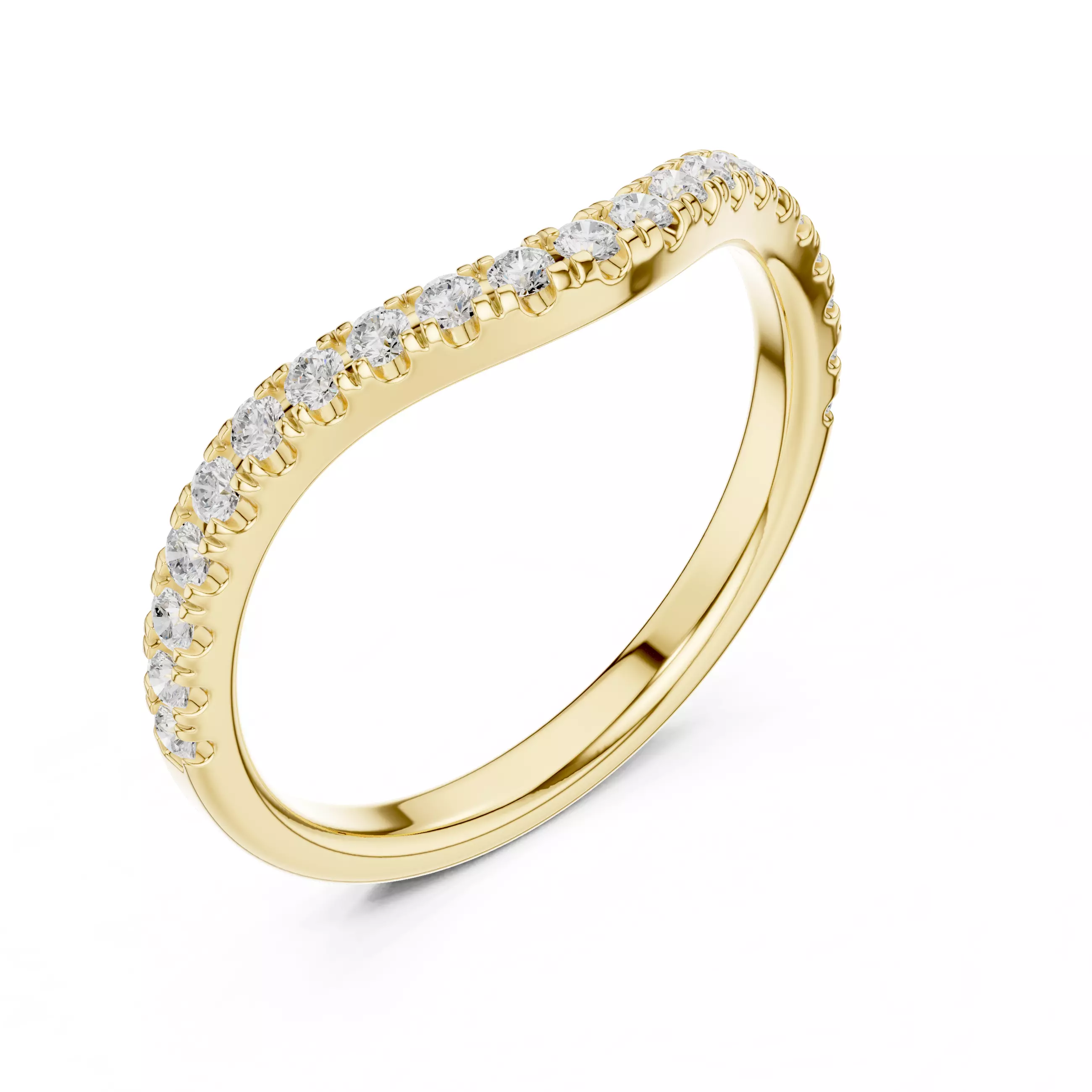 Round Diamond Curve Matching Wedding Band 3DM STL Video 3D print model_8