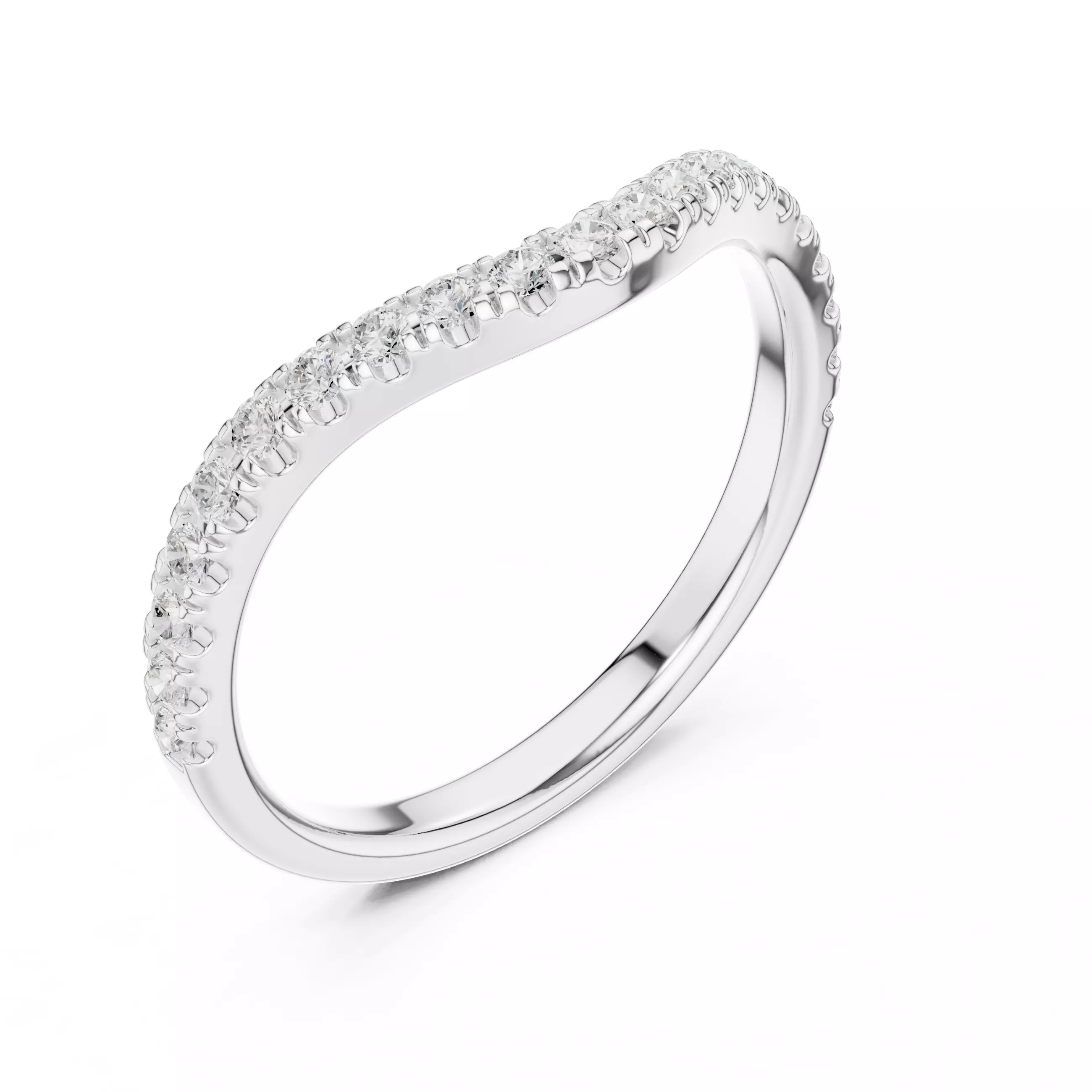 Round Diamond Curve Matching Wedding Band 3DM STL Video 3D print model_12