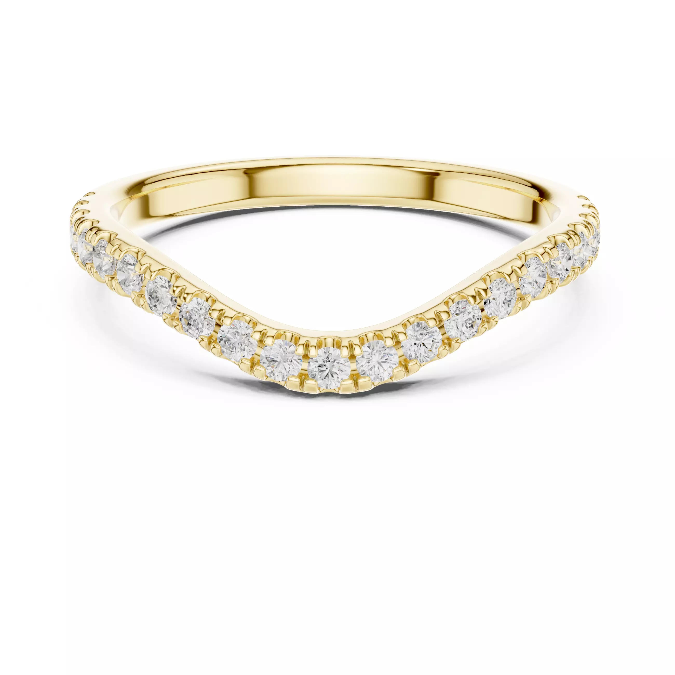 Round Diamond Curve Matching Wedding Band 3DM STL Video 3D print model_10