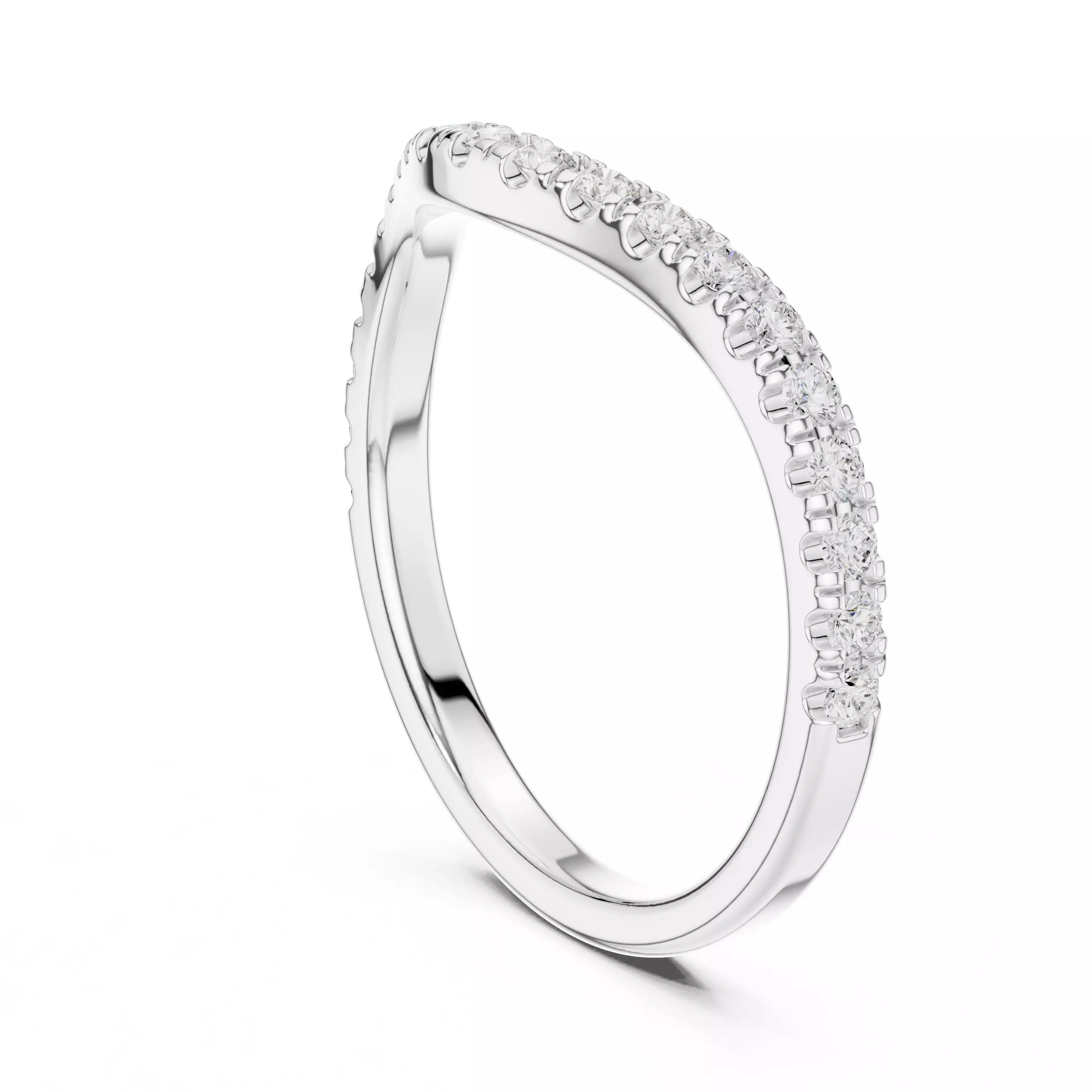 Round Diamond Curve Matching Wedding Band 3DM STL Video 3D print model_11