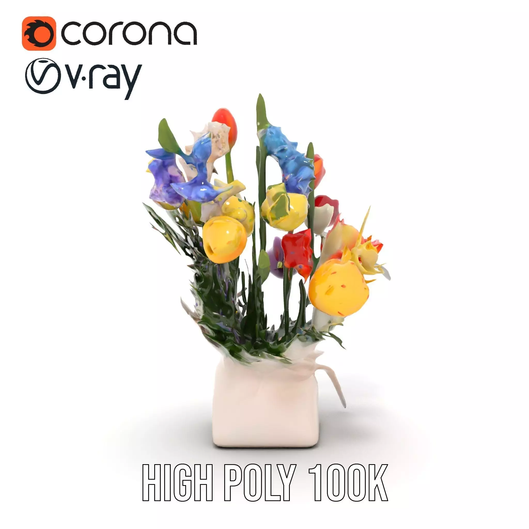 Vibrant Floral Bouquet model pack Low-poly 3D model_27
