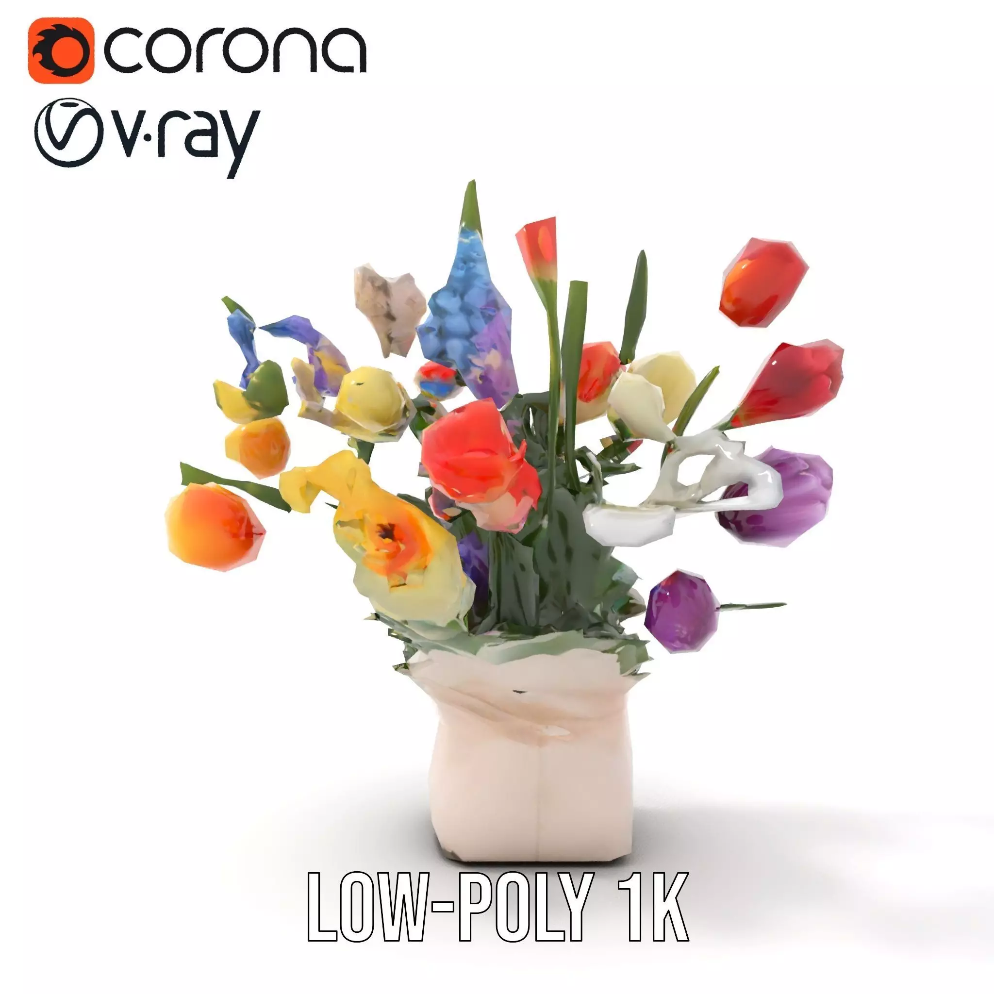 Vibrant Floral Bouquet model pack Low-poly 3D model_29