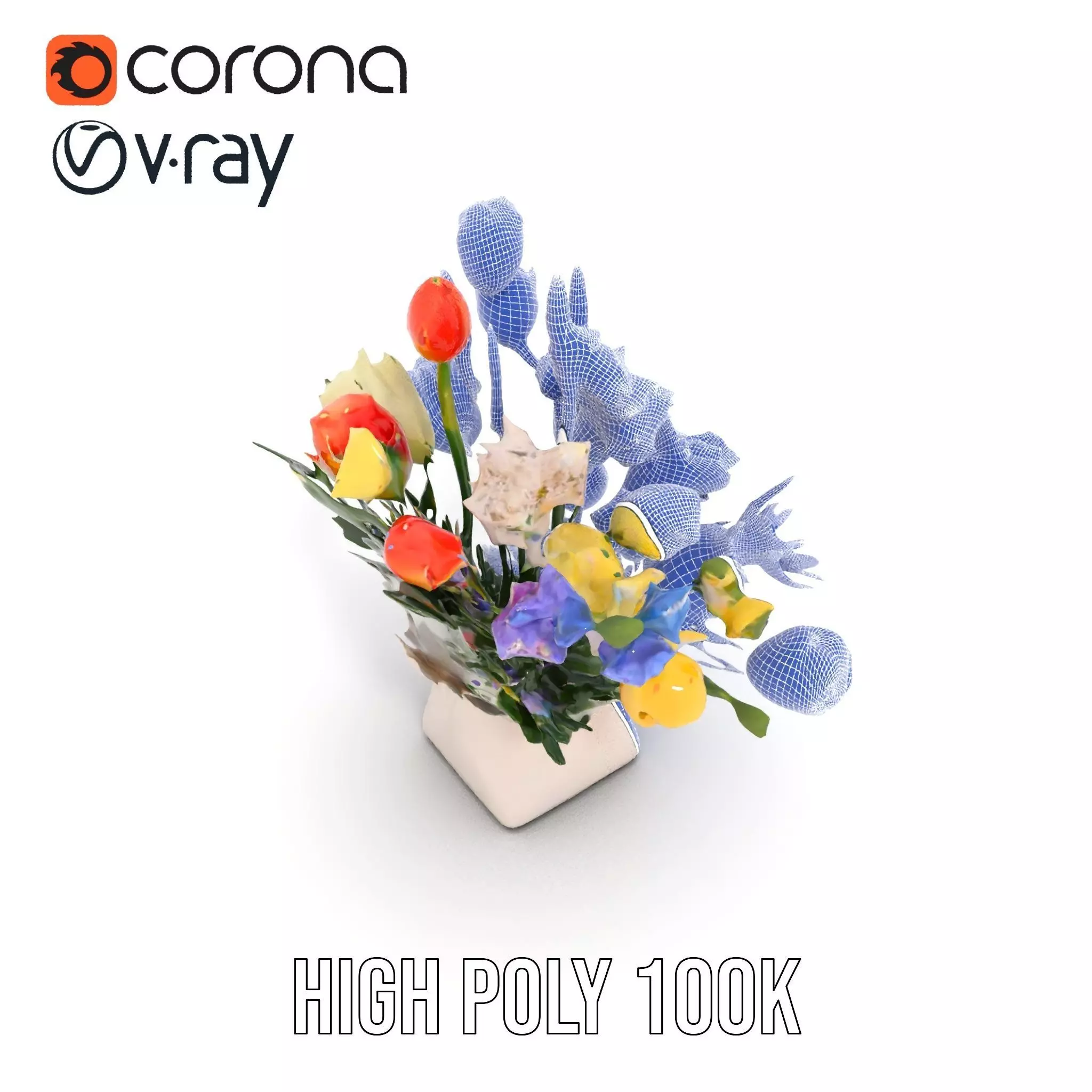 Vibrant Floral Bouquet model pack Low-poly 3D model_34