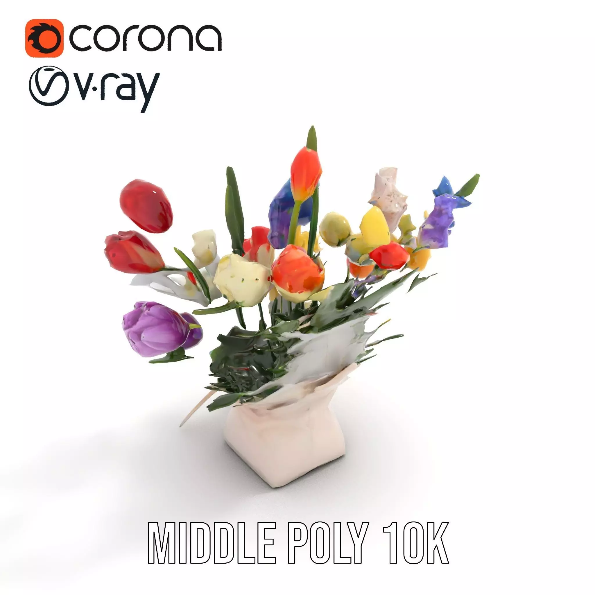 Vibrant Floral Bouquet model pack Low-poly 3D model_16