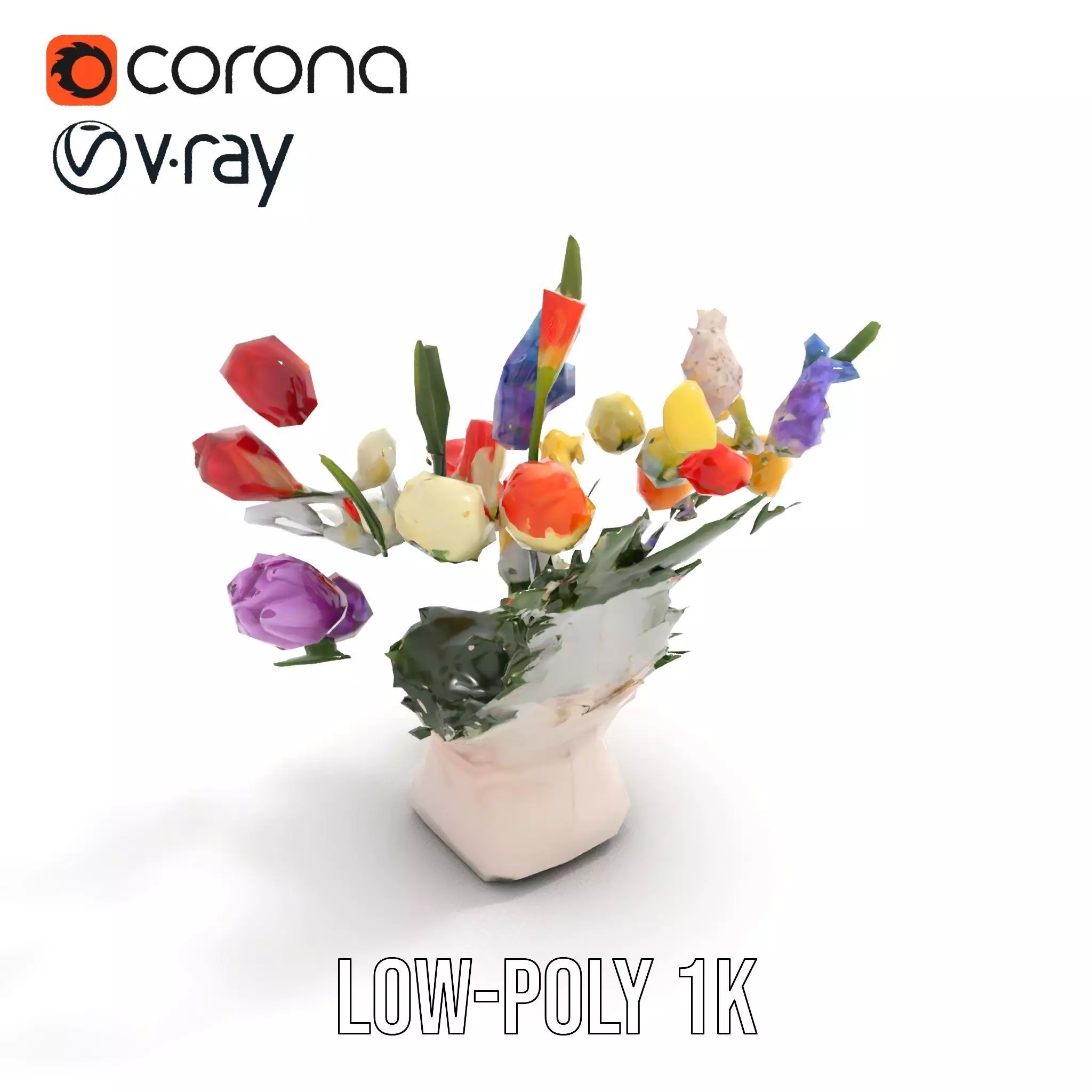 Vibrant Floral Bouquet model pack Low-poly 3D model_20
