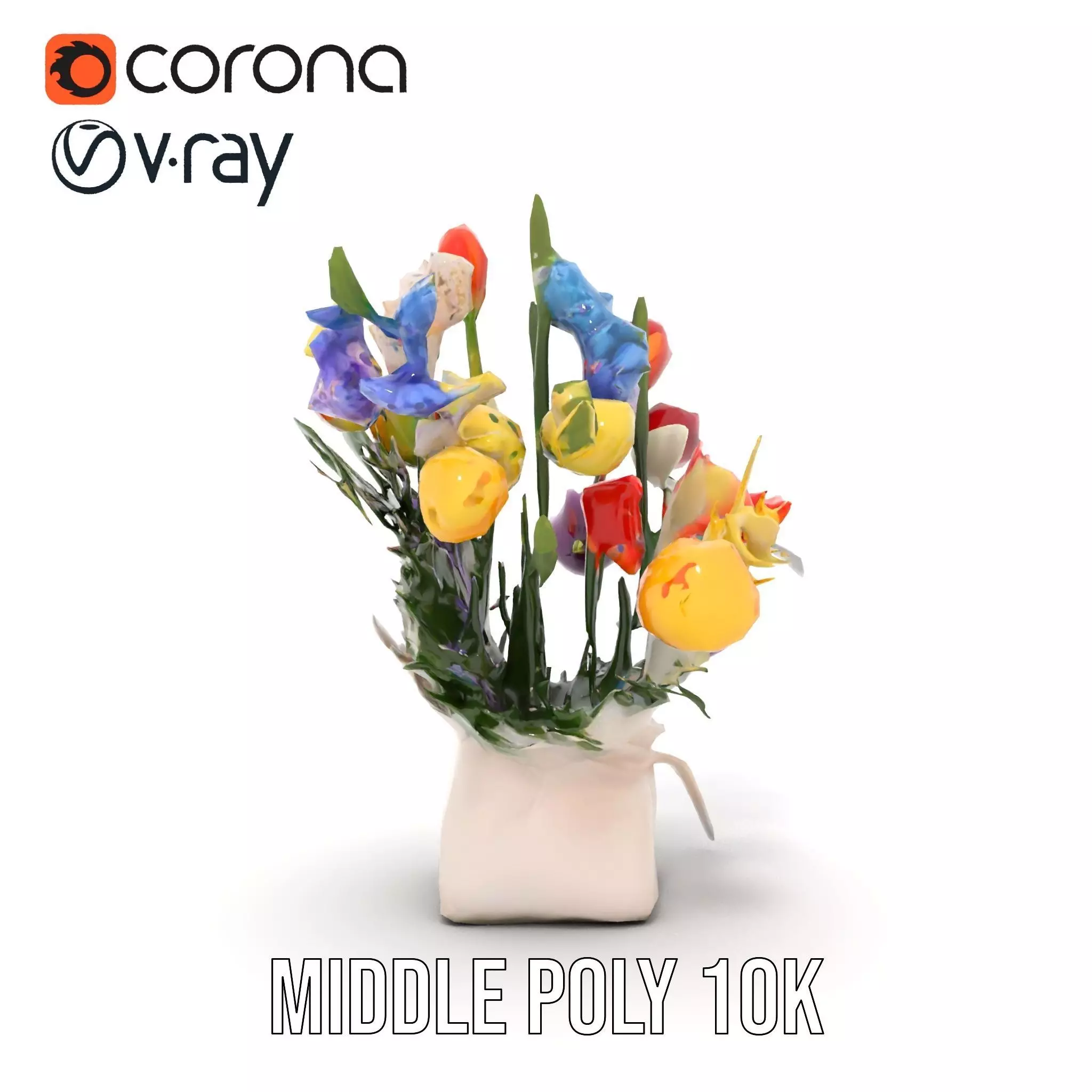 Vibrant Floral Bouquet model pack Low-poly 3D model_7