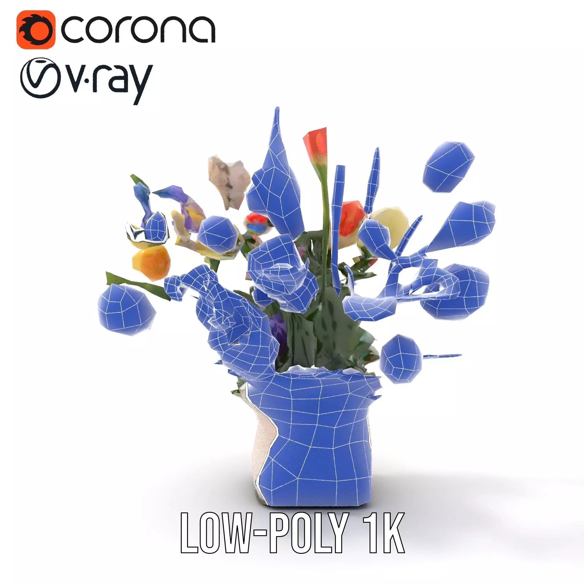 Vibrant Floral Bouquet model pack Low-poly 3D model_10