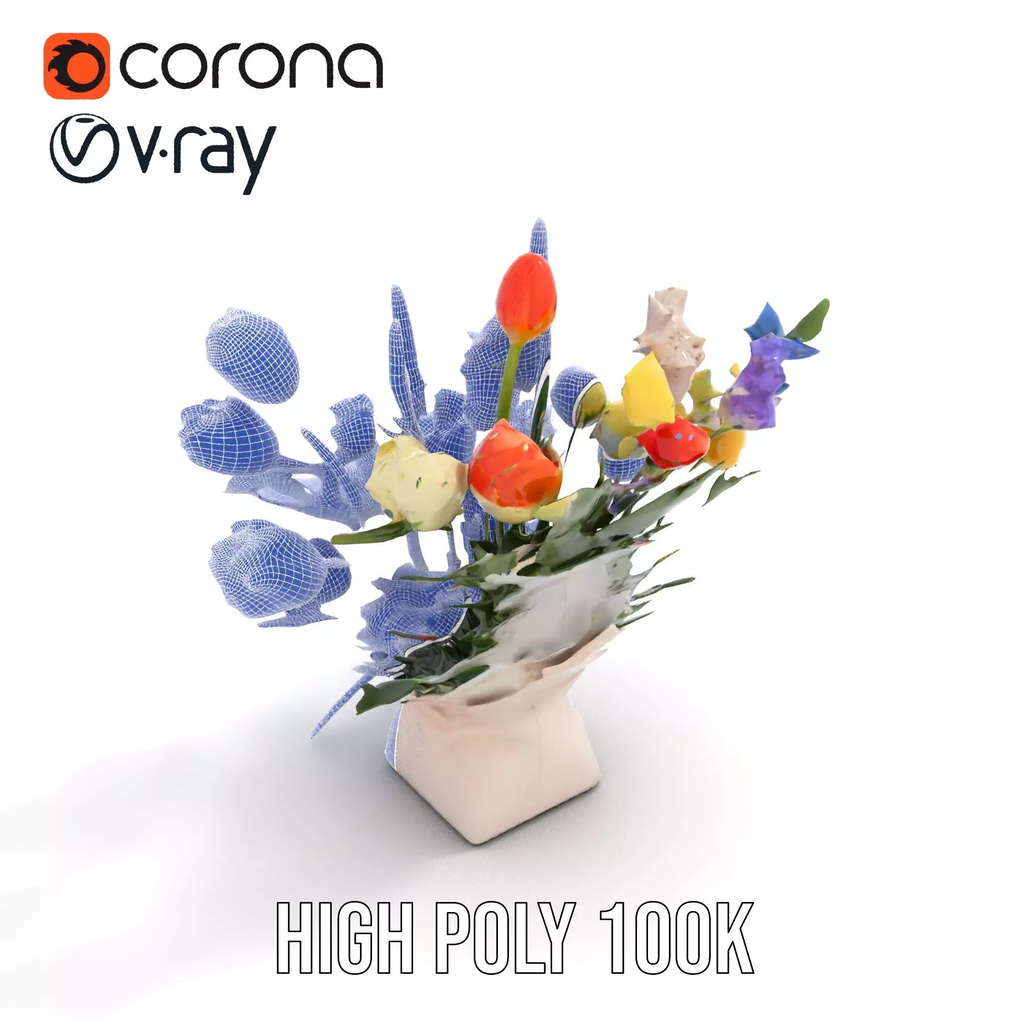 Vibrant Floral Bouquet model pack Low-poly 3D model_30