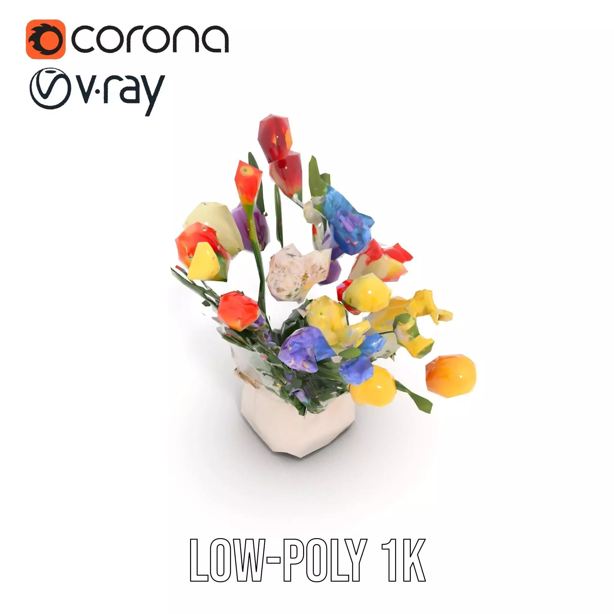 Vibrant Floral Bouquet model pack Low-poly 3D model_12