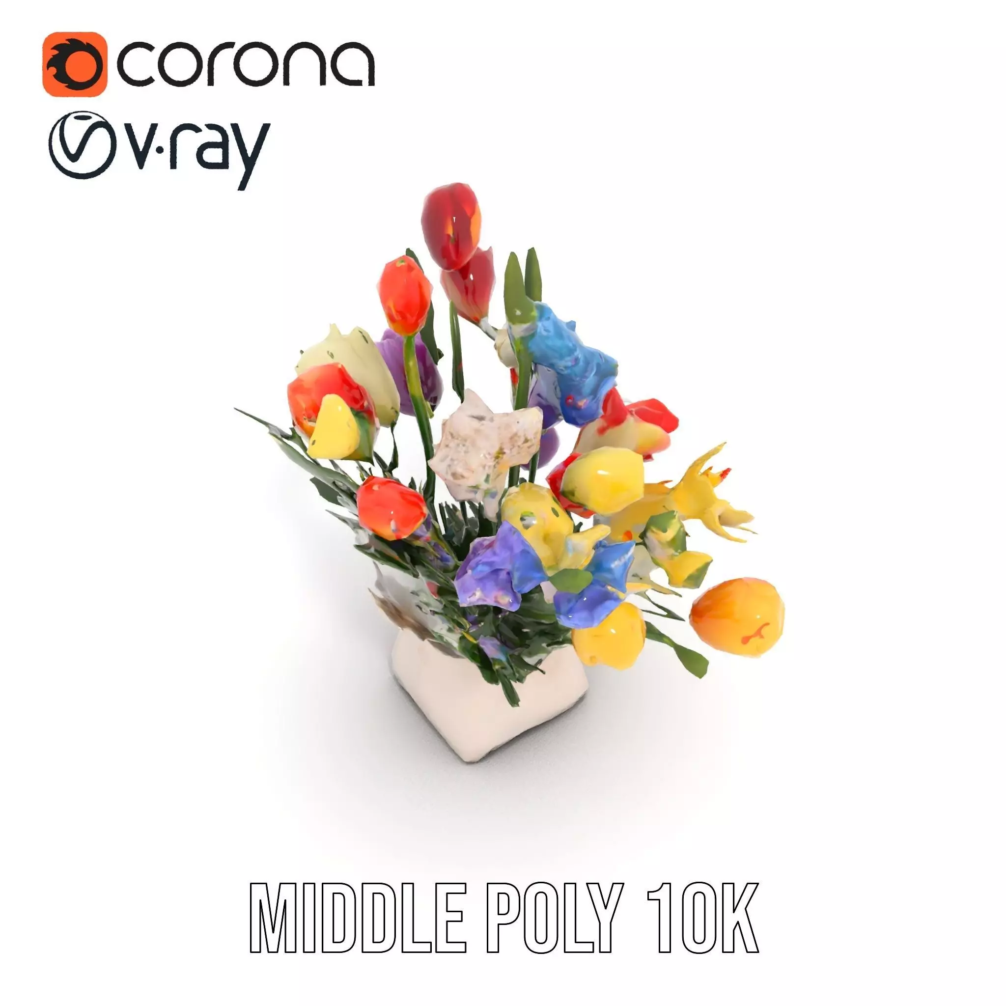 Vibrant Floral Bouquet model pack Low-poly 3D model_6