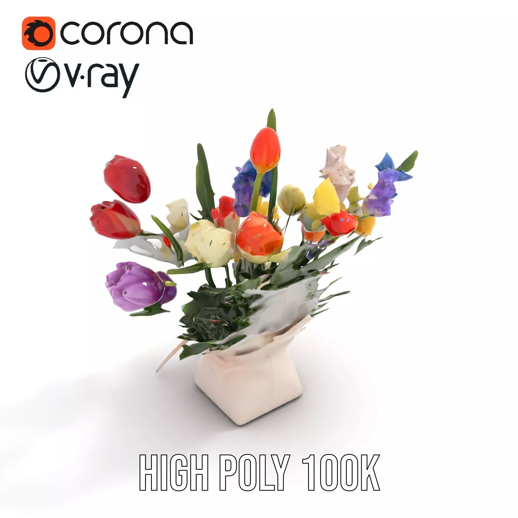 Vibrant Floral Bouquet model pack Low-poly 3D model_21
