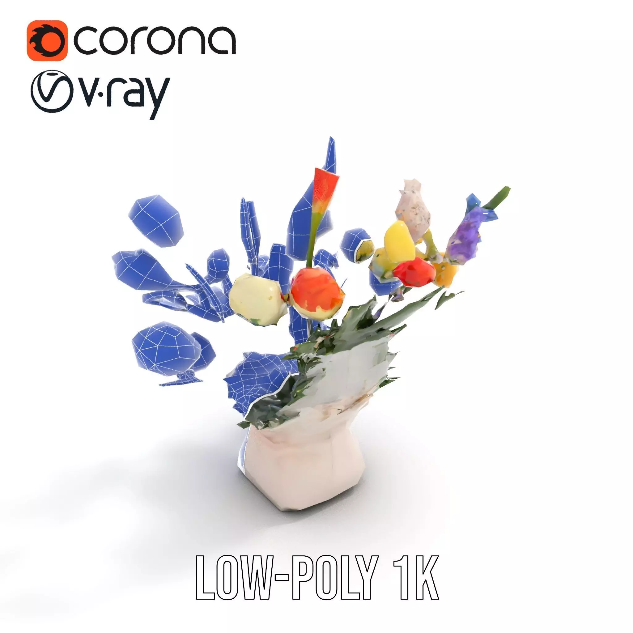 Vibrant Floral Bouquet model pack Low-poly 3D model_17