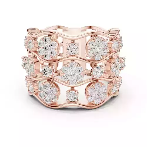Three Round Diamond Row Thick Wedding Ring 3DM STL Video 3D print model