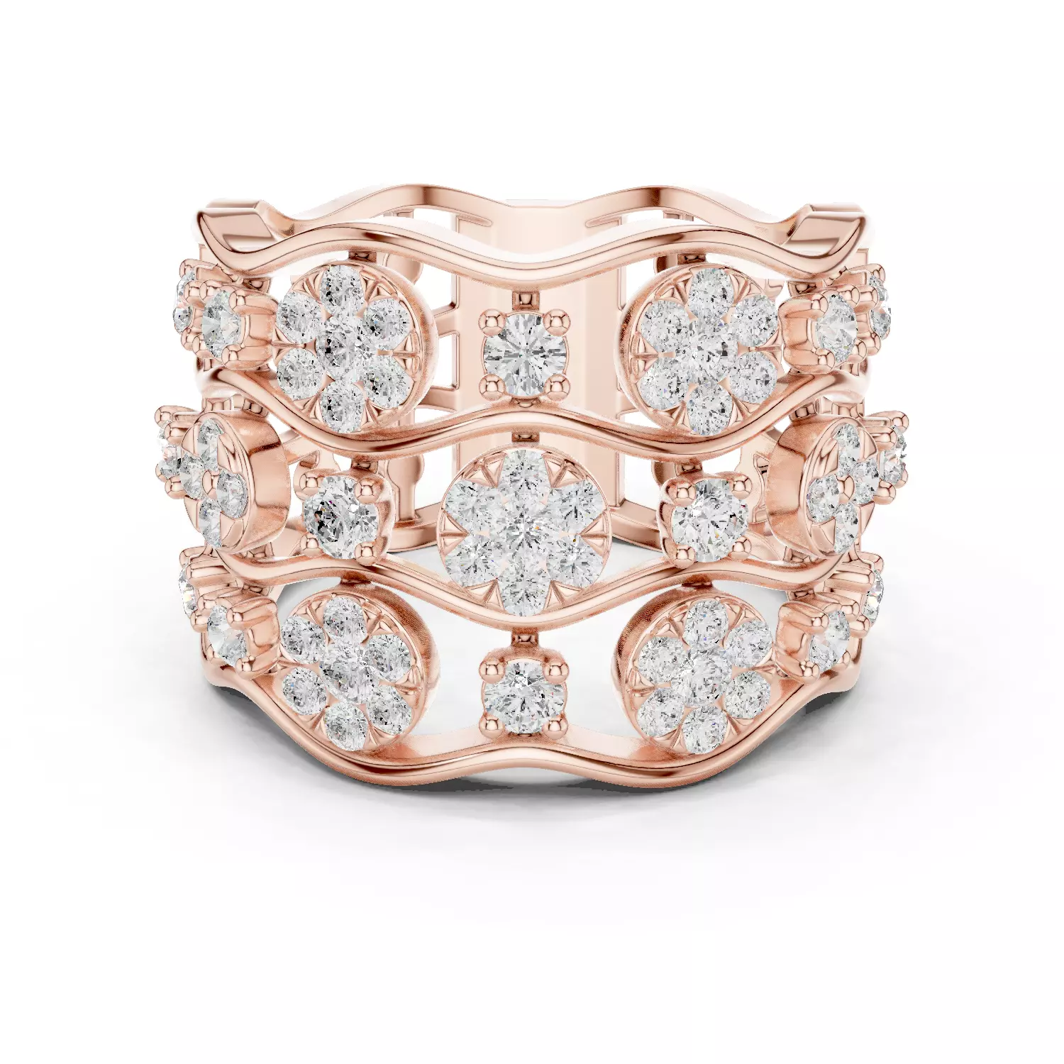 Three Round Diamond Row Thick Wedding Ring 3DM STL Video 3D print model