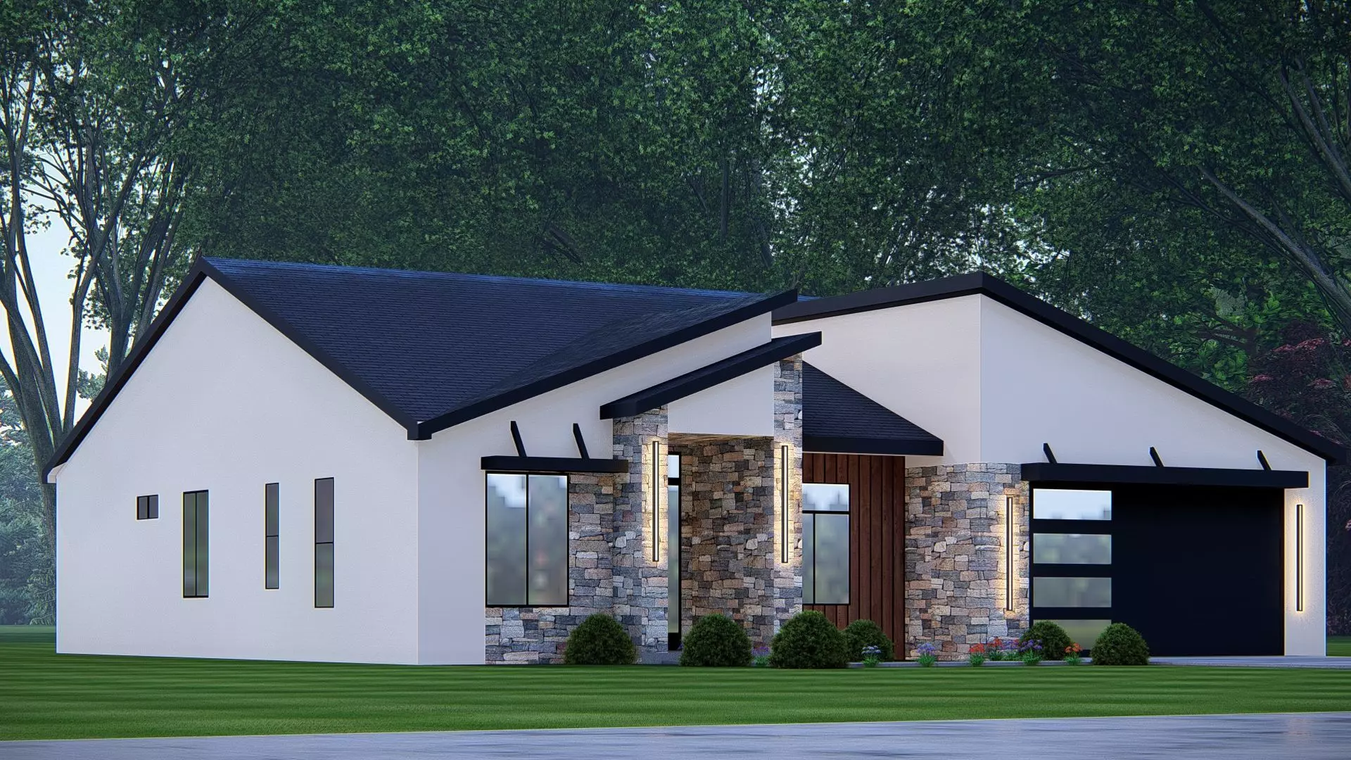 Contemporary American Home Architectural Visualization 3D model_3