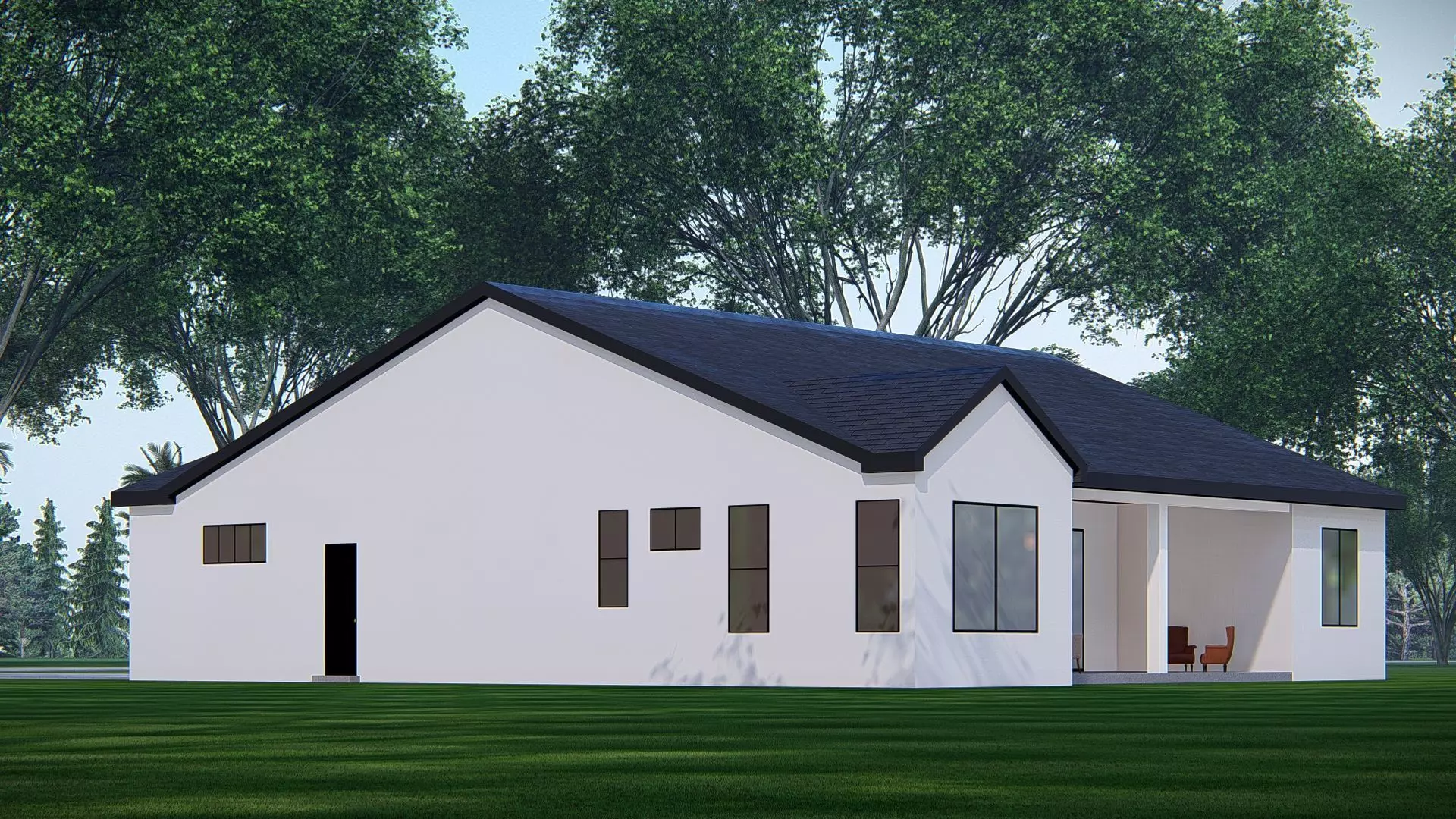 Contemporary American Home Architectural Visualization 3D model_1
