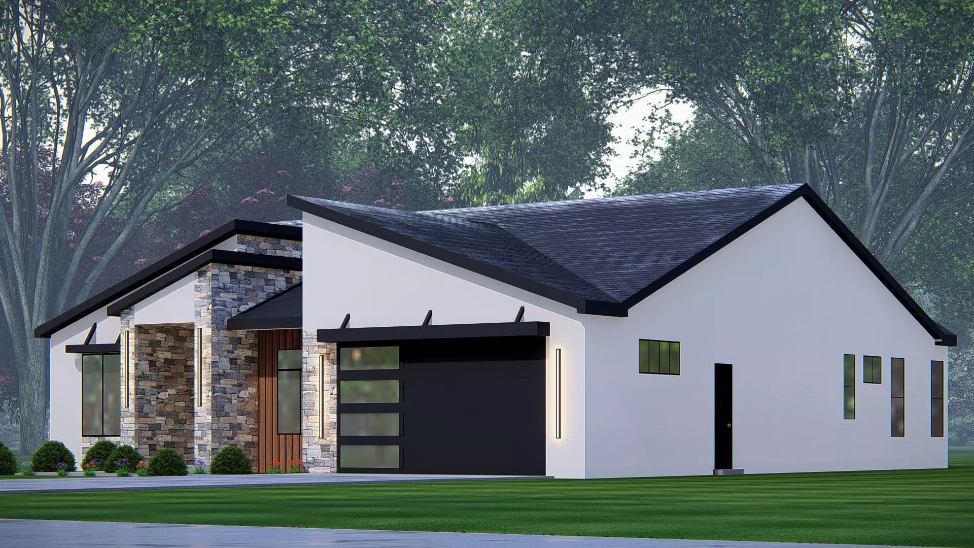 Contemporary American Home Architectural Visualization 3D model_0