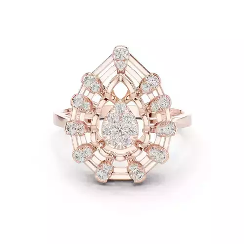Round Cluster Diamond Pear Shape Engagement Ring 3DM STL Video 3D print model Round Cluster Diamond Pear Shape Engagement Ring 3DM STL Video 3D print model