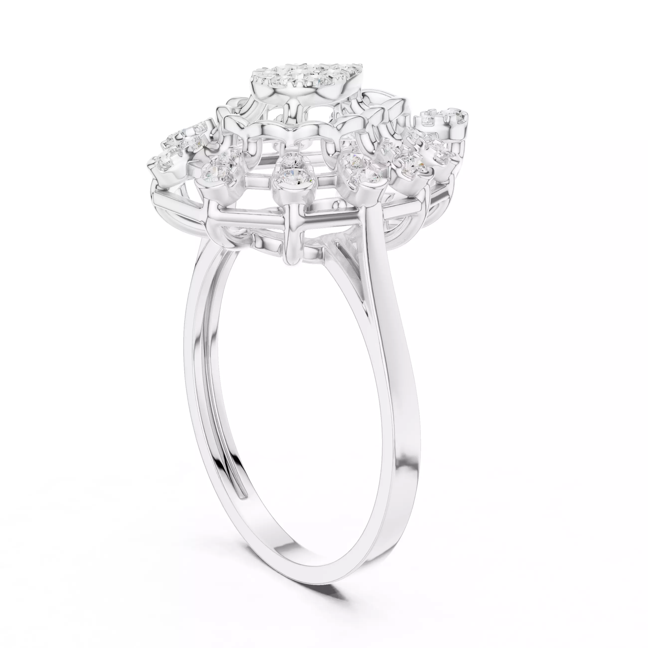 Round Cluster Diamond Pear Shape Engagement Ring 3DM STL Video 3D print model_11