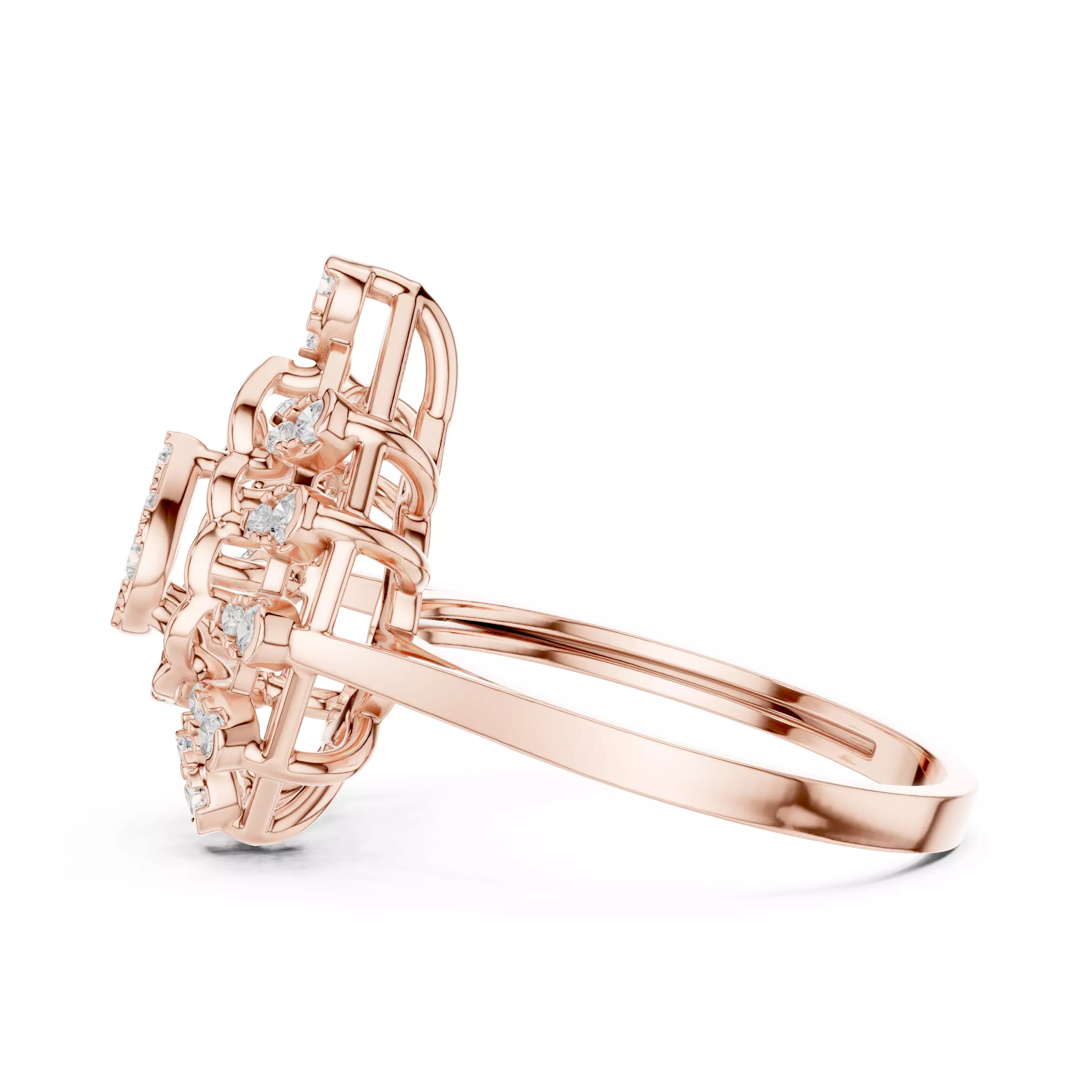 Round Cluster Diamond Pear Shape Engagement Ring 3DM STL Video 3D print model_5