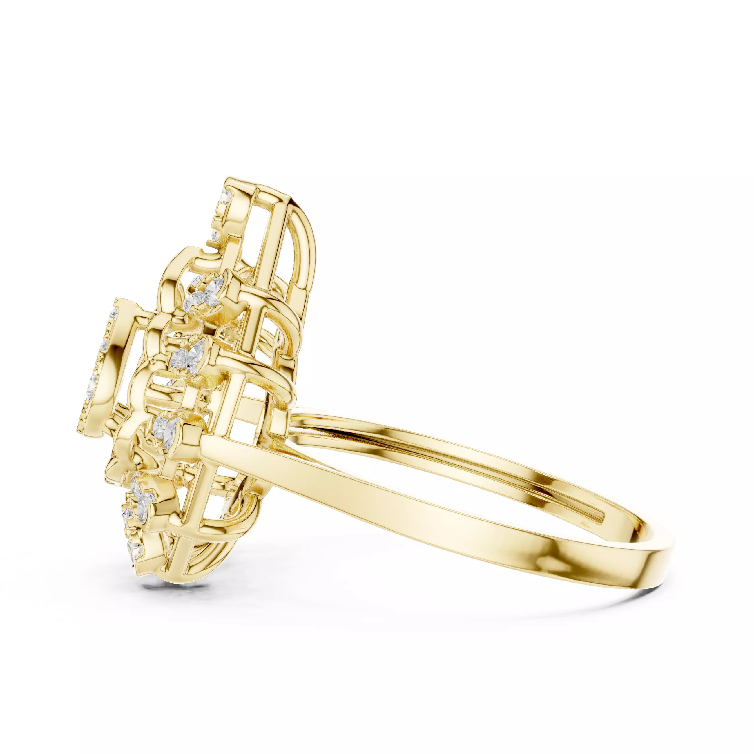 Round Cluster Diamond Pear Shape Engagement Ring 3DM STL Video 3D print model_9