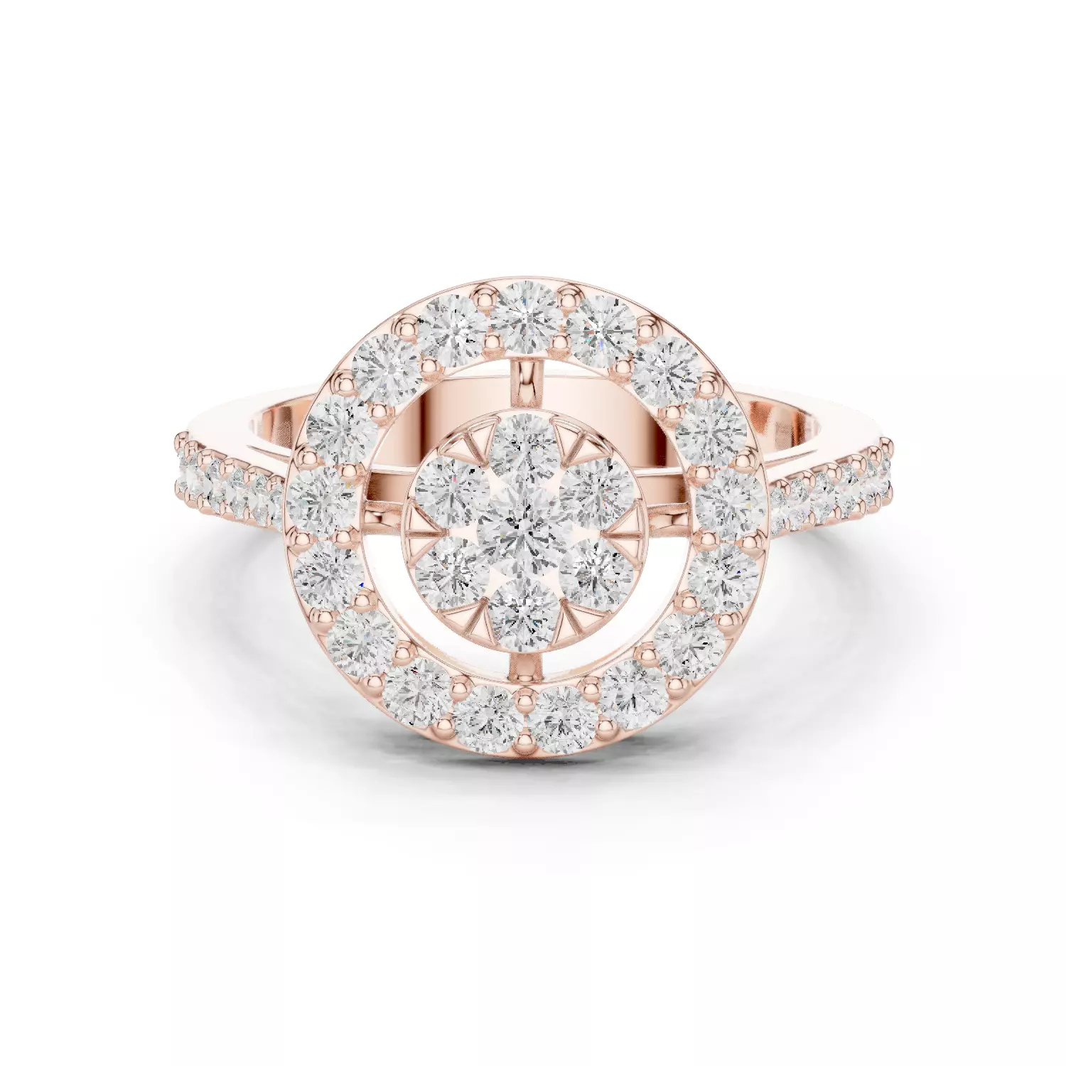 Round Halo Diamond Cathedral Shank Engagement Ring 3DM STL Video 3D print model