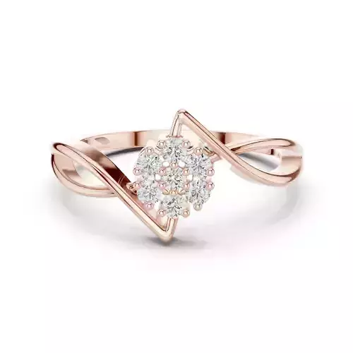 Round Cluster Diamond Split Shank Curve Woman Ring 3DM STL Video