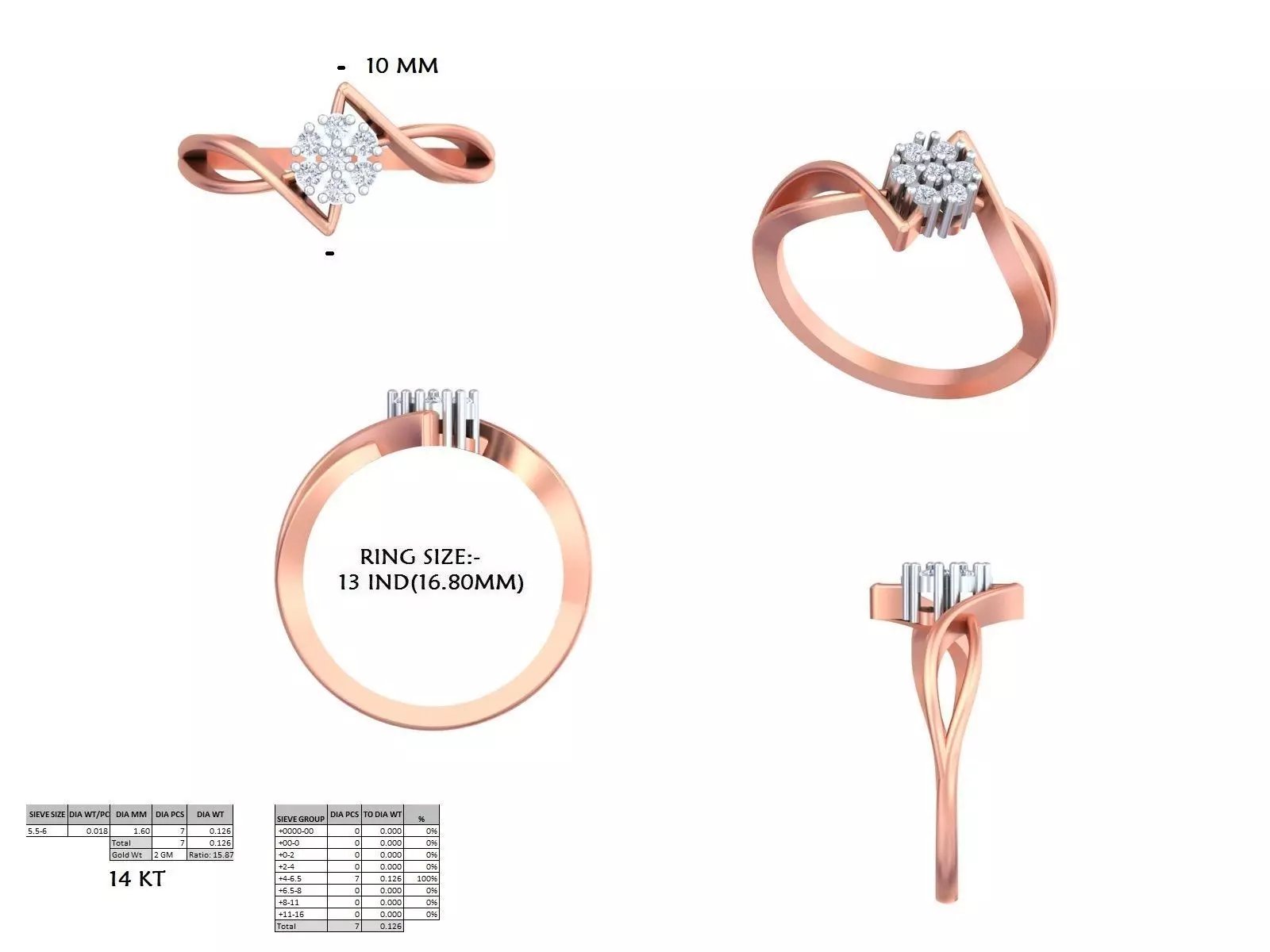 Round Cluster Diamond Split Shank Curve Woman Ring 3DM STL Video 3D print model_15