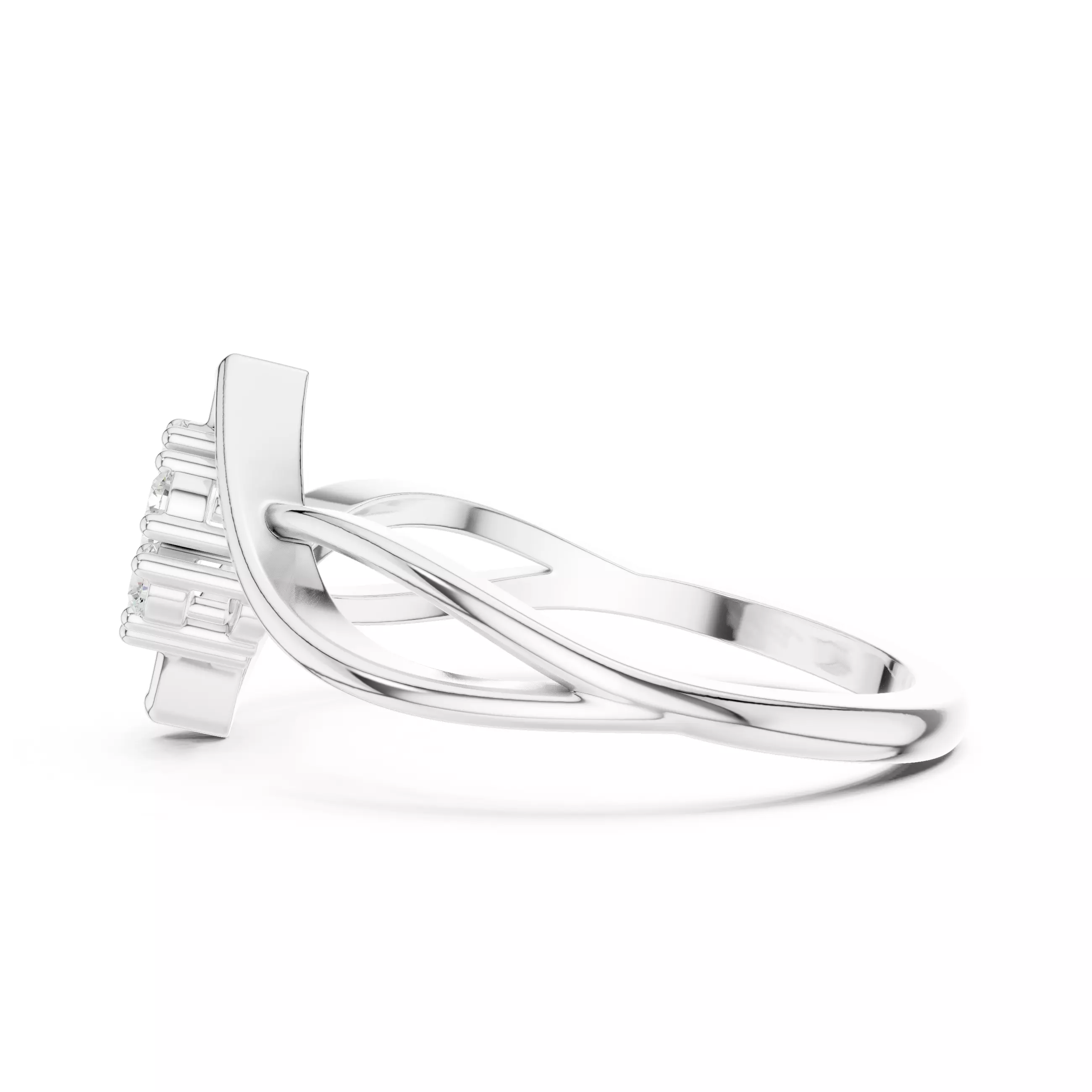 Round Cluster Diamond Split Shank Curve Woman Ring 3DM STL Video 3D print model_13