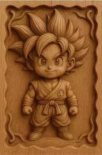 Madera CNC tallada Chibi Goku 3D print model