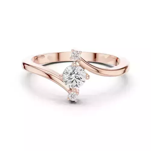 Three Stone Round Diamond Bypass Wedding Ring 3DM STL Video