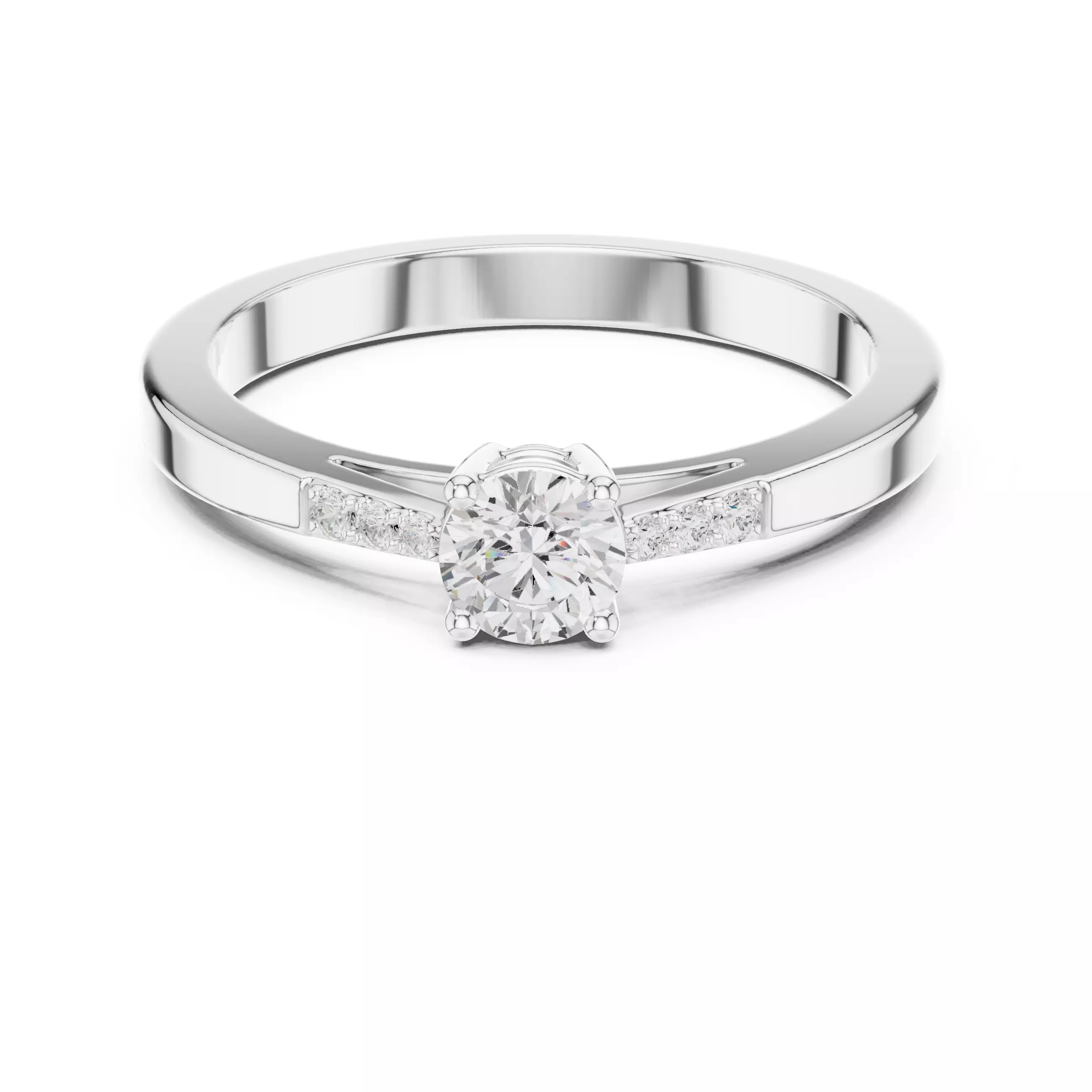 Seven Stone Round Diamond Engagement Wedding Ring 3DM STL Video 3D print model_14