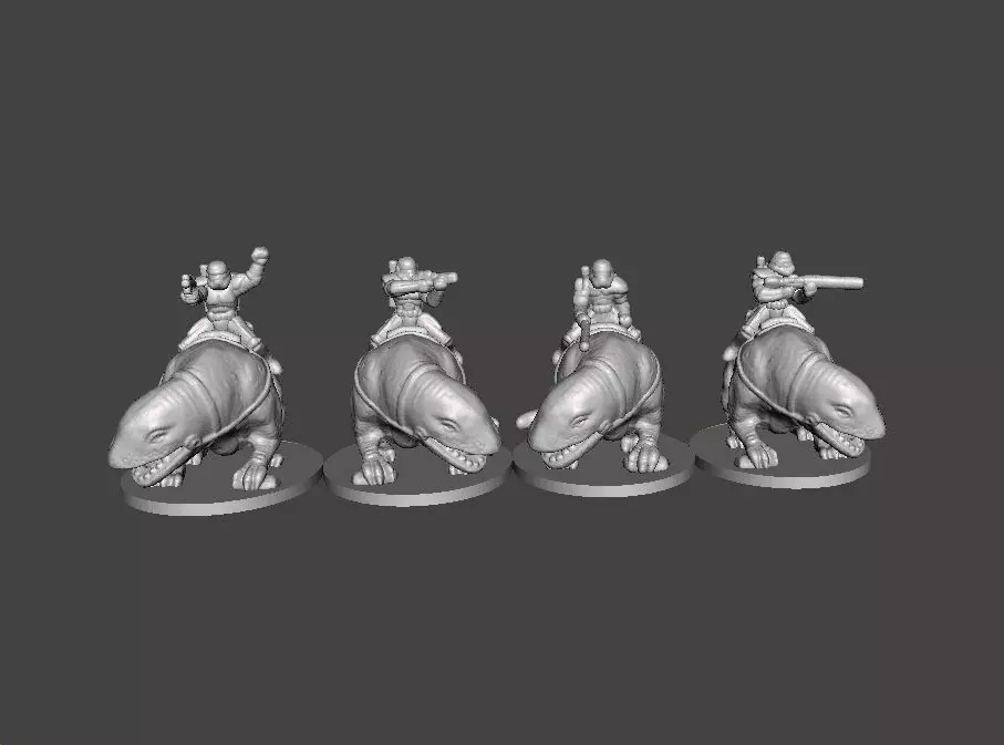 6MM SW SANDTROOPERS ON DEWBACK SET MINIATURE MODELS SCIFI GAMES 3D print model