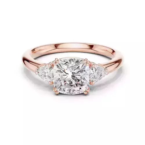 Three Stone Cushion Trillion Cut Engagement Ring 3DM STL Video