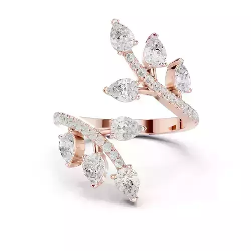 Pear and Round Cut Open Cuff Bypass Wedding Ring 3DM STL Video