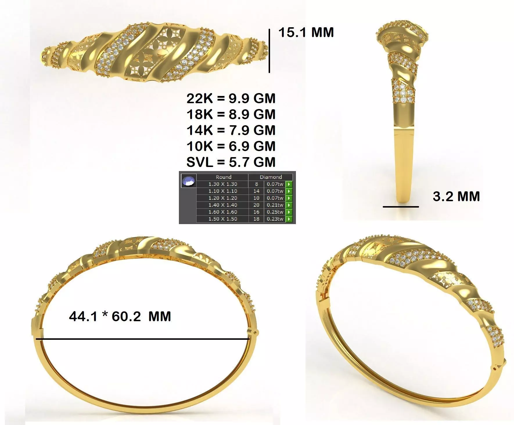 Art Deco Bracelet 45 3D print model_5