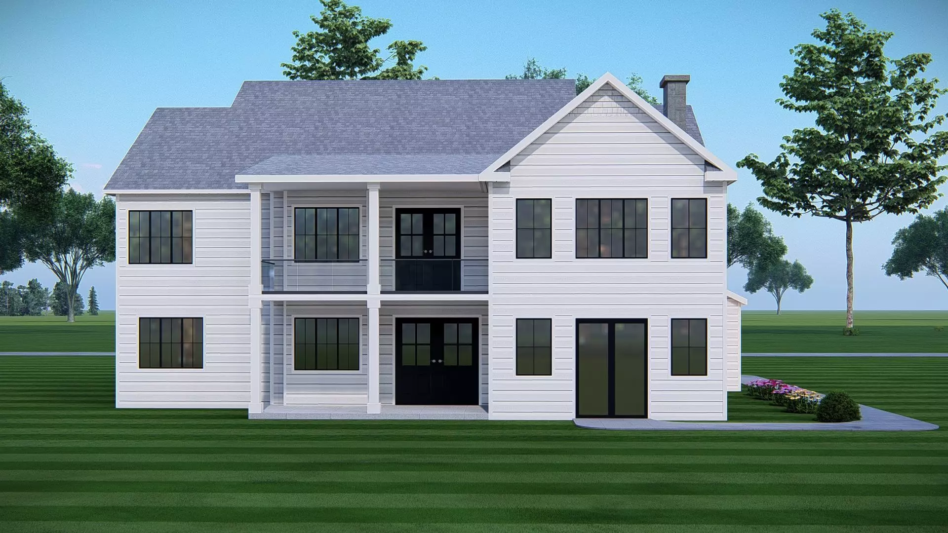 3D Model of Classic American House Exterior 3D model_2