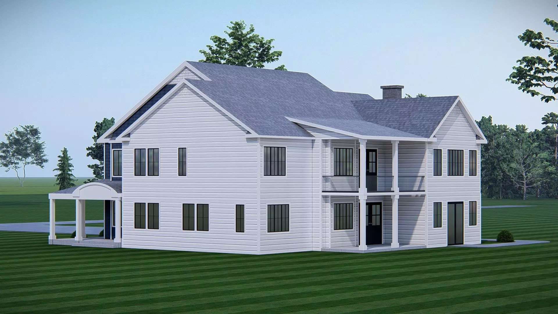 3D Model of Classic American House Exterior 3D model_5
