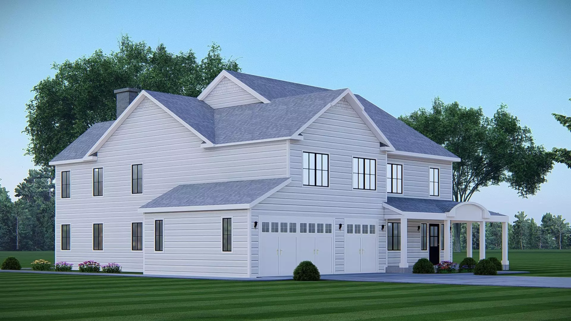3D Model of Classic American House Exterior 3D model_3