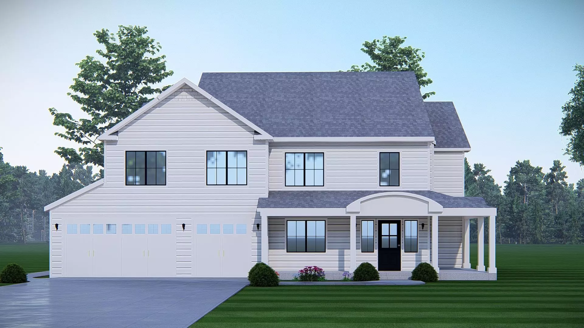 3D Model of Classic American House Exterior 3D model_4