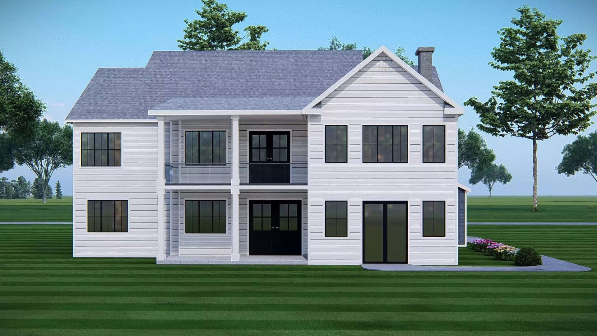 3D Model of Classic American House Exterior 3D model_6